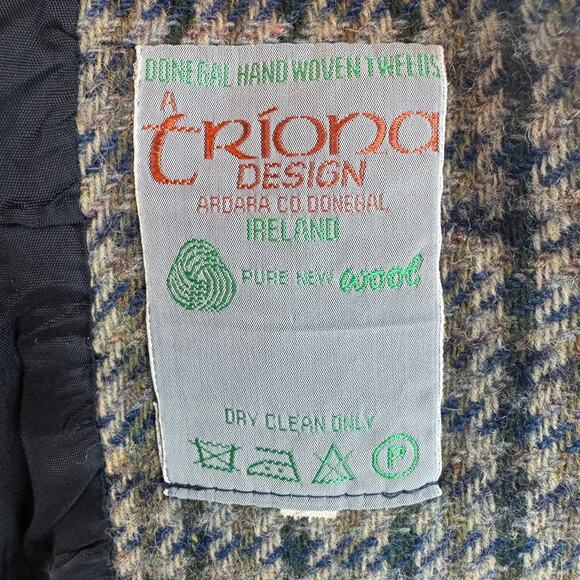 VTG Triona Houndstooth Wool Handwoven Donegal Tweed Sport Coat Jacket Size 12 - Picture 6 of 16